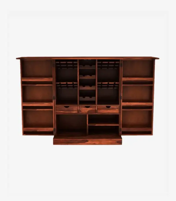 Eurico Sheesham Wood Bar Cabinet (Honey Finish)