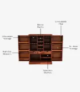 Eurico Sheesham Wood Bar Cabinet (Honey Finish)