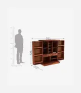 Eurico Sheesham Wood Bar Cabinet (Honey Finish)