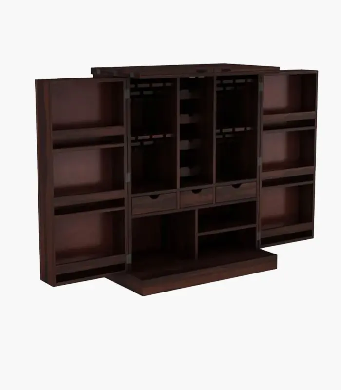 Eurico Sheesham Wood Bar Cabinet (Walnut Finish)