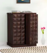 Eurico Sheesham Wood Small Bar Cabinet (Walnut Finish)