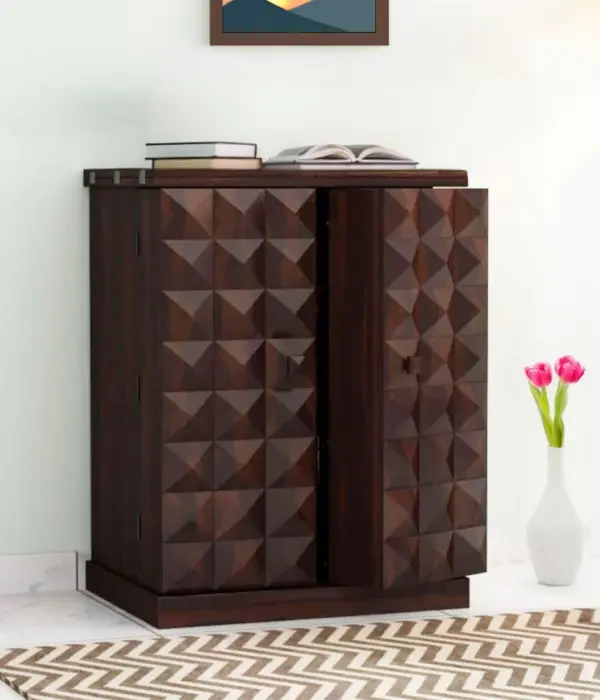 Eurico Sheesham Wood Small Bar Cabinet (Walnut Finish)
