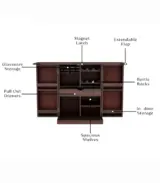 Eurico Sheesham Wood Small Bar Cabinet (Walnut Finish)