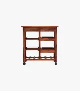 Hensys Sheesham Wood Bar Trolley (Honey Finish)