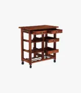 Hensys Sheesham Wood Bar Trolley (Honey Finish)