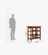 Hensys Sheesham Wood Bar Trolley (Honey Finish)
