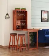 Hulger Sheesham Wood Wall Mounted Bar Cabinet (Honey Finish)