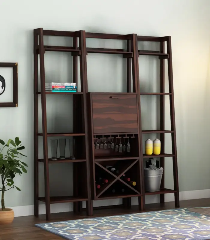 Hyrum Sheesham Wood Bar Cabinet (Walnut Finish)