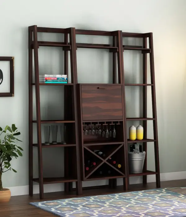 Hyrum Sheesham Wood Bar Cabinet (Walnut Finish)
