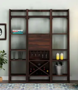 Hyrum Sheesham Wood Bar Cabinet (Walnut Finish)