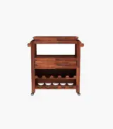 Kaasper Sheesham Wood Bar Trolley (Honey Finish)