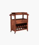Kaasper Sheesham Wood Bar Trolley (Honey Finish)