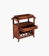Kaasper Sheesham Wood Bar Trolley (Honey Finish)
