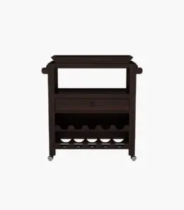 Kaasper Sheesham Wood Bar Trolley (Walnut Finish)
