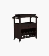Kaasper Sheesham Wood Bar Trolley (Walnut Finish)