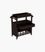 Kaasper Sheesham Wood Bar Trolley (Walnut Finish)