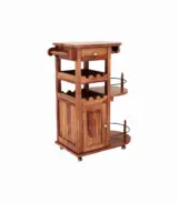 Kclany Sheesham Wood Bar Trolley (Honey Finish)
