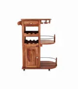 Kclany Sheesham Wood Bar Trolley (Honey Finish)