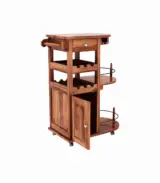 Kclany Sheesham Wood Bar Trolley (Honey Finish)