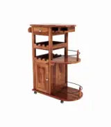Kclany Sheesham Wood Bar Trolley (Honey Finish)