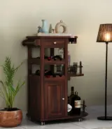 Kclany Sheesham Wood Bar Trolley (Walnut Finish)