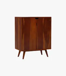 Keeton Sheesham Wood Bar Cabinet (Honey Finish)