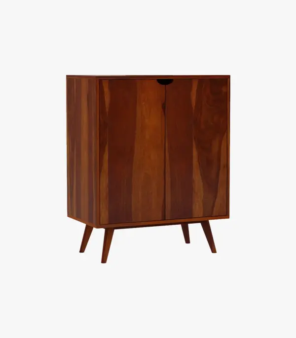 Keeton Sheesham Wood Bar Cabinet (Honey Finish)