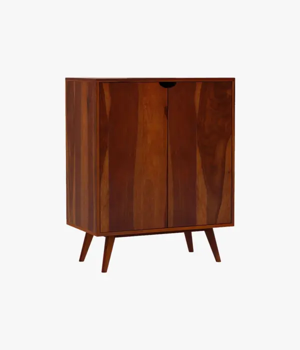 Keeton Sheesham Wood Bar Cabinet (Honey Finish)