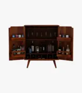 Keeton Sheesham Wood Bar Cabinet (Honey Finish)