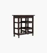 Kensys Sheesham Wood Bar Trolley (Walnut Finish)