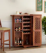 Kimbrey Sheesham Wood Bar Cabinet (Honey Finish)