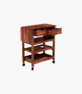 Kyonic Sheesham Wood Bar Trolley (Honey Finish)