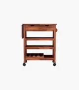 Kyonic Sheesham Wood Bar Trolley (Honey Finish)