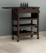 Kyonic Sheesham Wood Bar Trolley (Walnut Finish)
