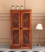 Paivelin Sheesham Wood Bar Cabinet (Honey Finish)