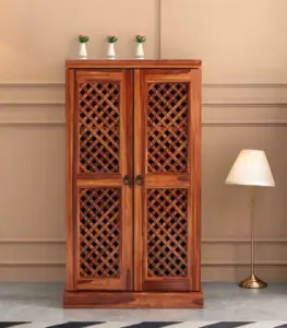 Paivelin Sheesham Wood Bar Cabinet (Honey Finish)