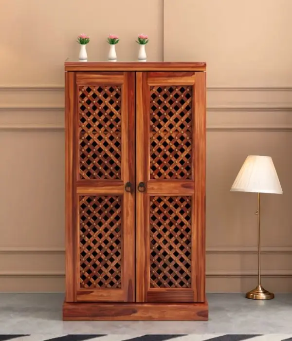 Paivelin Sheesham Wood Bar Cabinet (Honey Finish)