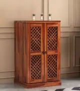 Paivelin Sheesham Wood Bar Cabinet (Honey Finish)