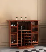 Paivelin Sheesham Wood Bar Cabinet (Honey Finish)