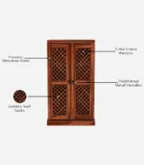 Paivelin Sheesham Wood Bar Cabinet (Honey Finish)