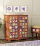 Roko Solid Sheesham Wood Bar Cabinet (Honey Finish)