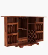 Roko Solid Sheesham Wood Bar Cabinet (Honey Finish)