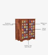 Roko Solid Sheesham Wood Bar Cabinet (Honey Finish)
