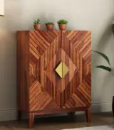 Sunslow Sheesham Wood Bar Cabinet (Honey Finish)