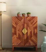 Sunslow Sheesham Wood Bar Cabinet (Honey Finish)