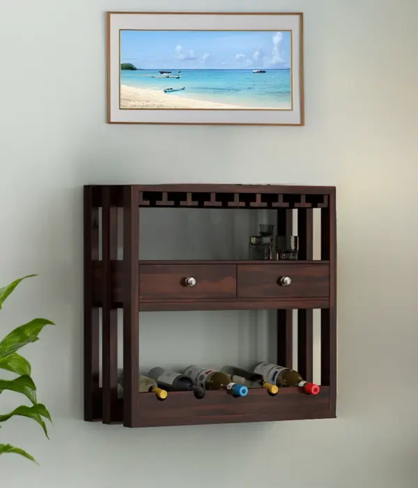 Terris Sheesham Wood Wine Rack (Walnut Finish)