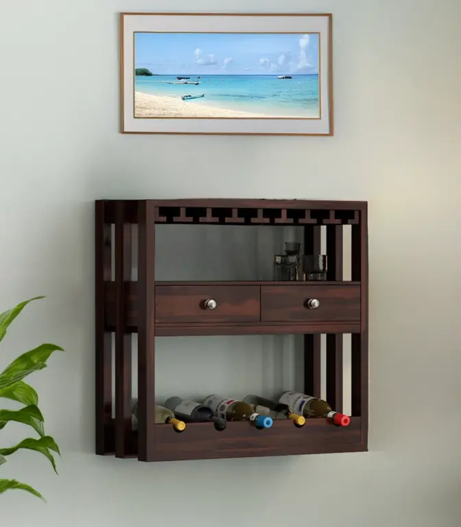 Terris Sheesham Wood Wine Rack (Walnut Finish)
