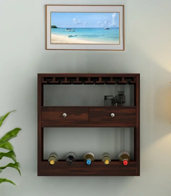 Terris Sheesham Wood Wine Rack (Walnut Finish)
