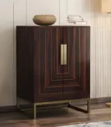 Vailyton Sheesham Wood Bar Cabinet (Walnut Finish)