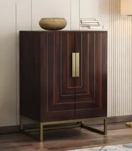 Vailyton Sheesham Wood Bar Cabinet (Walnut Finish)
